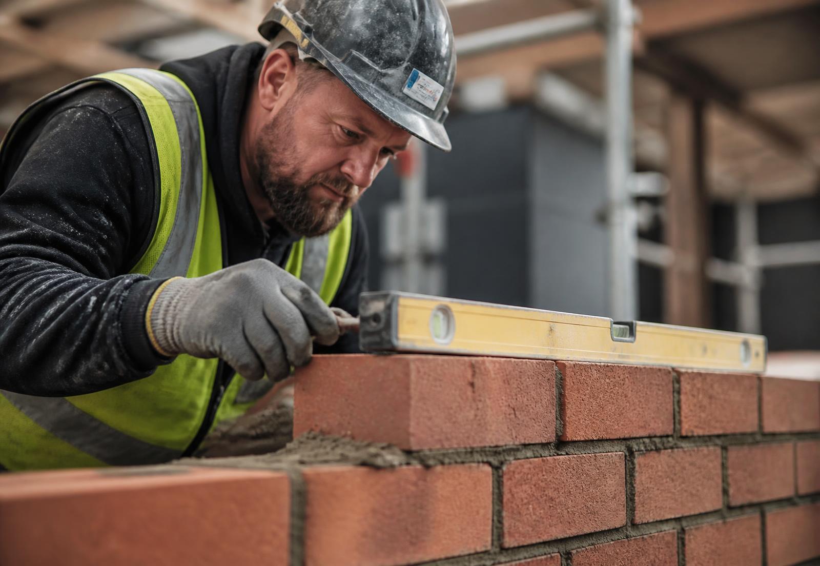 Brickwork carried out on a UK construction site