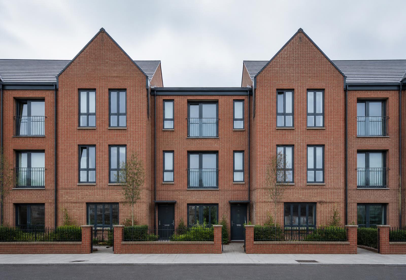 Completed brick-faced residential development